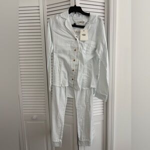 UGG Women's White & Sky Blue Pajama Set